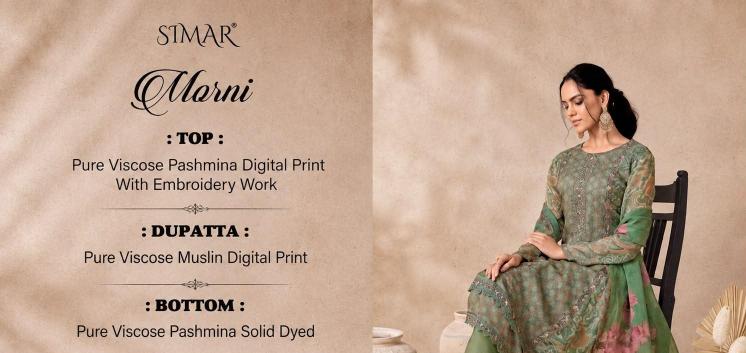 Glossy simar morni pashmina warli print dress material wholesale
